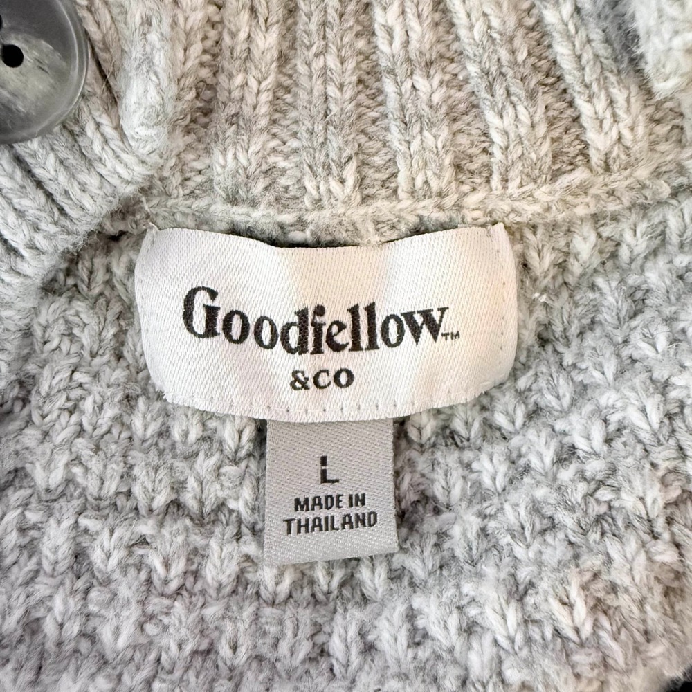 Goodfellow & Co Button Sweater Mens L Gray Textured Knit Grandpa Core Minimalist - Picture 4 of 8